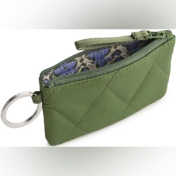 New Vera Bradley Women's Zipper ID Case Pearlized Cedar Green - Picture 2 of 2